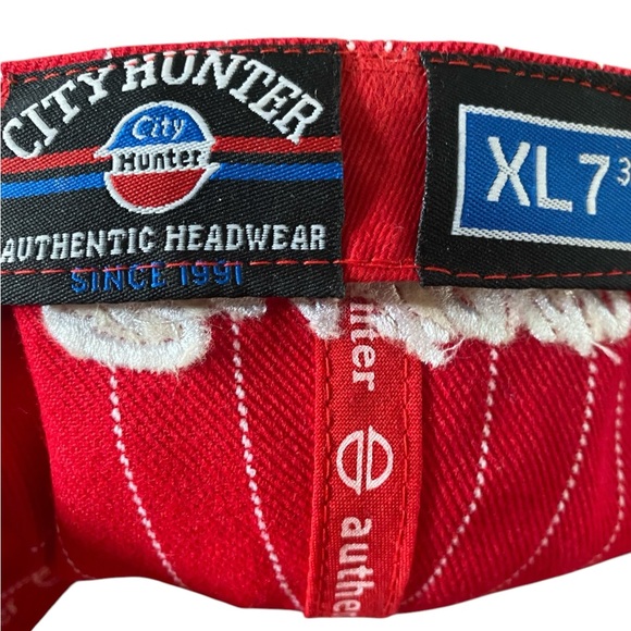 City Hunter Brand Boston Fitted Cap Hat Red And White XL 7 3/4 NEW - Picture 4 of 4
